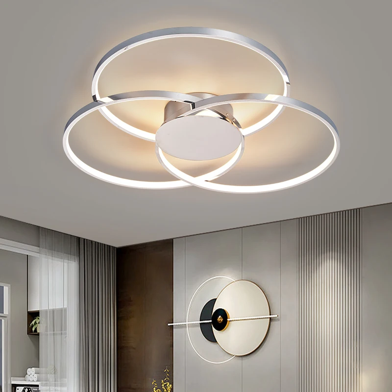 Gold/Chrome Plated Modern led Ceiling Lights New RC Dimmable Circle designer for Living Room Bedroom Study Ceiling Lamp Fixtures