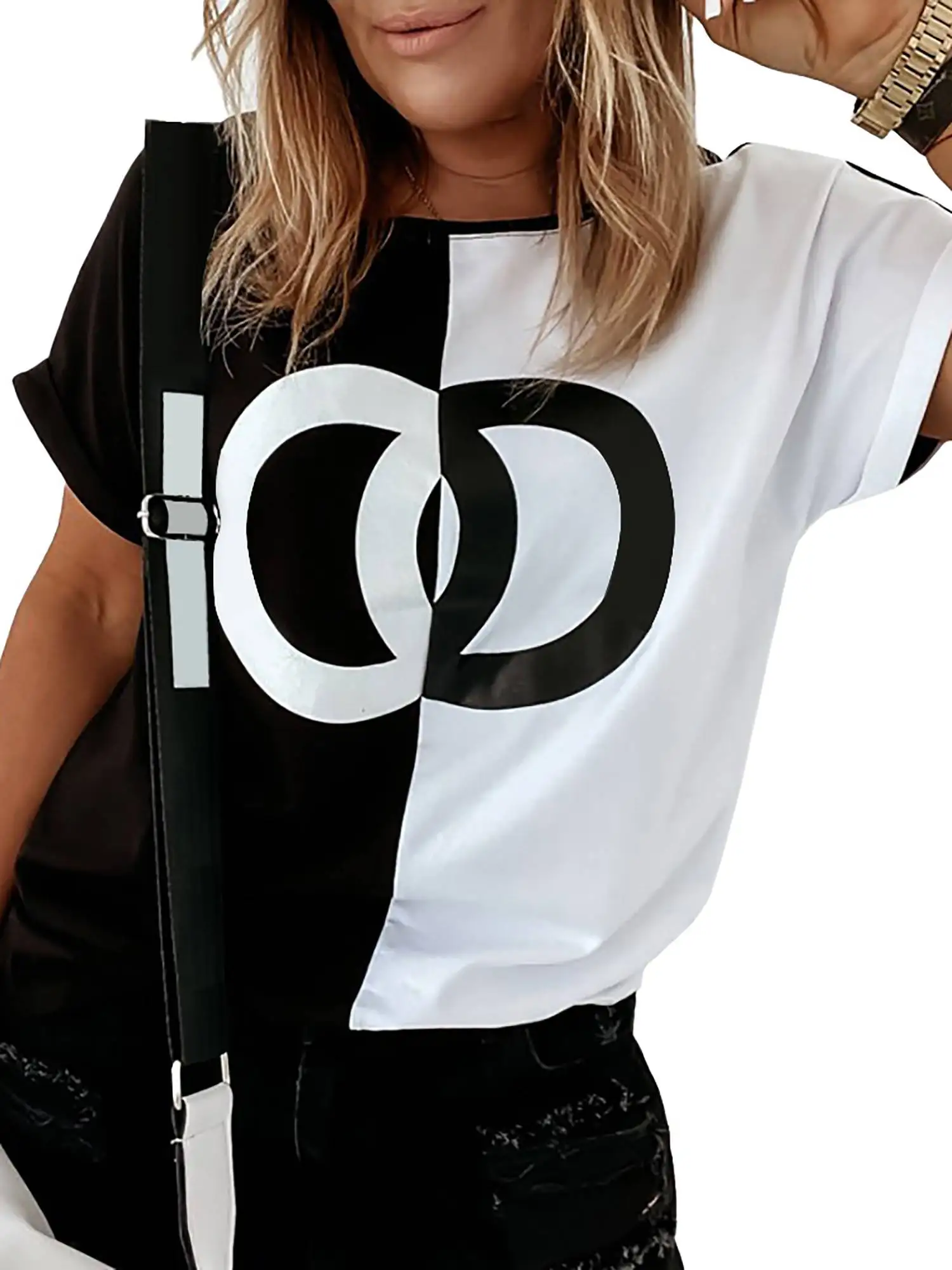 

Женская футболка с коротким рукавом, черная или белая Базовая свободная футболка с круглым вырезом, лето 2022