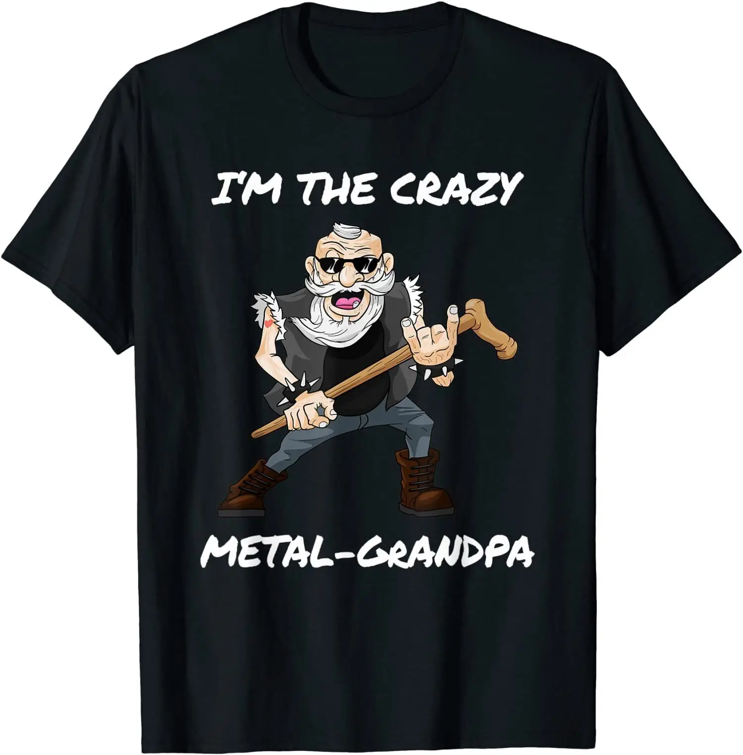 

Mens Im The Crazy Metal Grandpa O-Neck Cotton T Shirt Men Casual Short Sleeve Tees Tops Harajuku Streetwear
