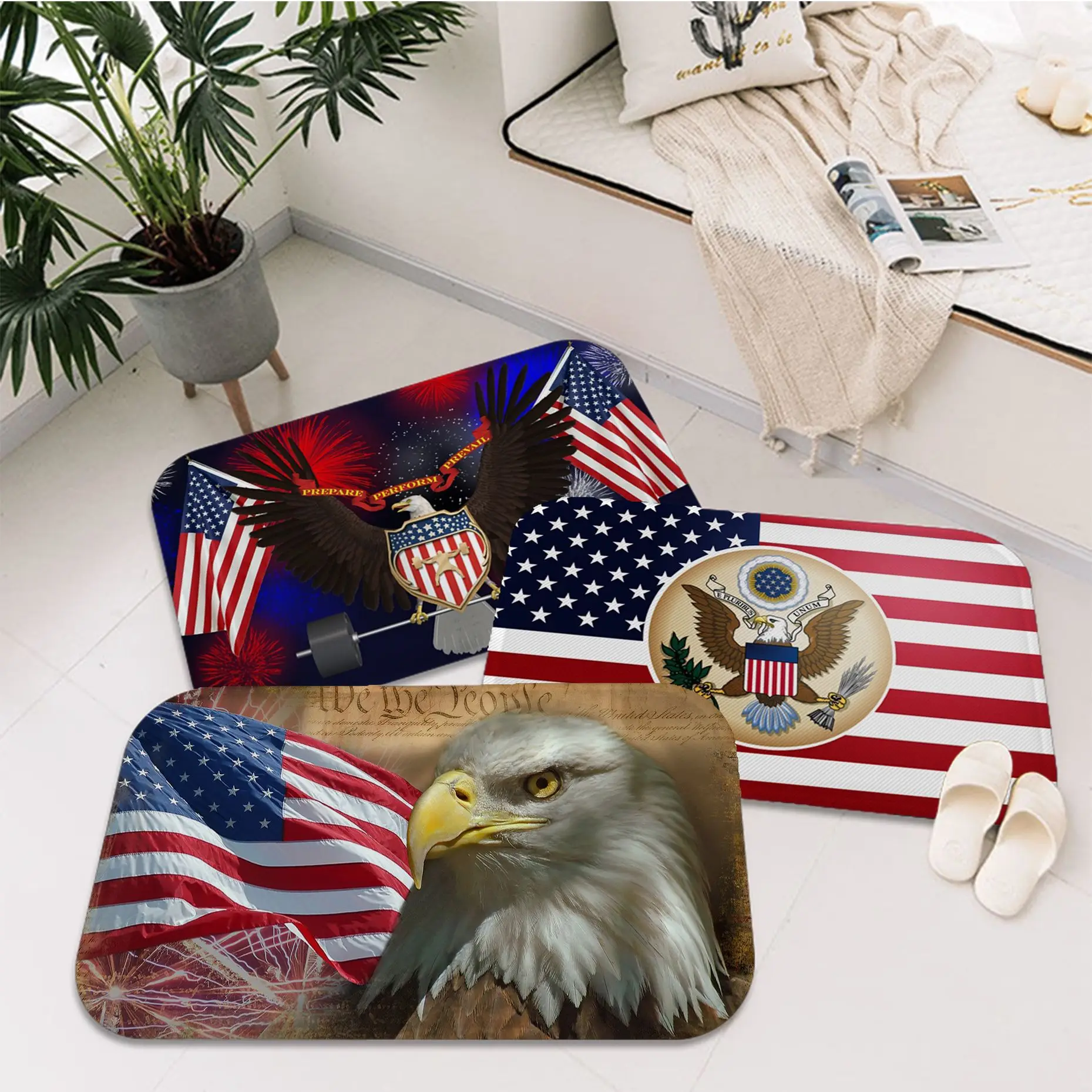 

American Eagle Bathroom Mat Non-Slip Laundry Room Mat Laundry Decor Balcony Child Living Room Toilet Rug