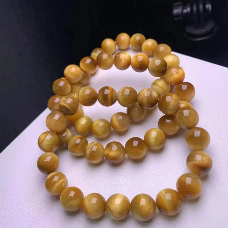 Ювелирный браслет мужской и женский золотой камень тигровый глаз