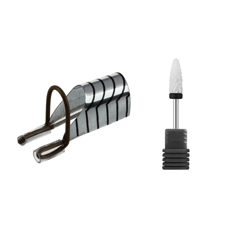 

5 Pcs Reusable Nail Stencils French Nail Art & 1 Pcs Nail Cone Tip Ceramic Drill Bits Electric Cuticle Clean Rotary