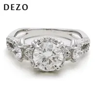DEZO 1 Carat Moissanite Diamond Ring For Women 925 Sterling Silver Classic Flower Engagement Wedding Jewelry Gift