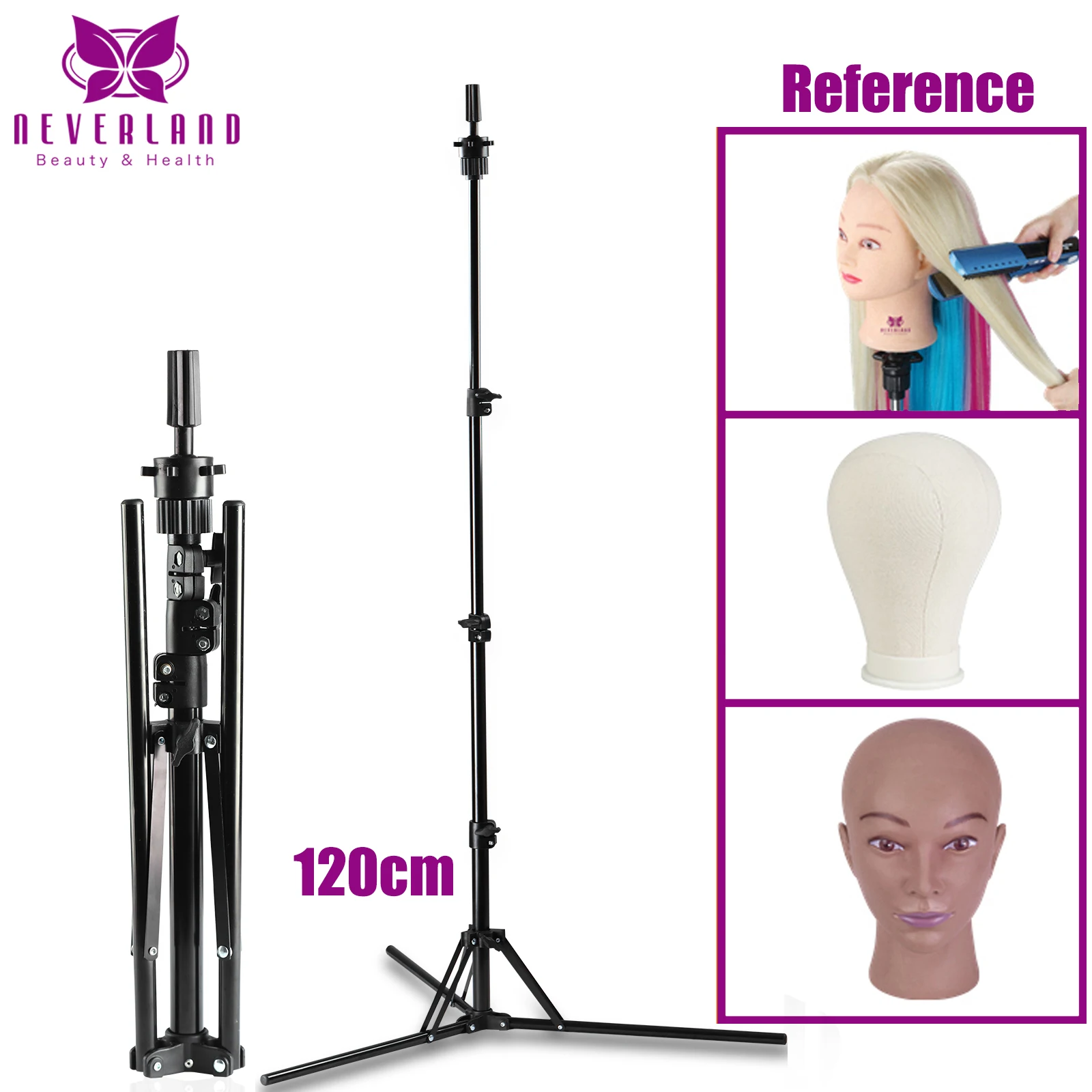 

NEVERLAND Wig Stand 120cm Long Adjustable Mannequin Tripod Stand for Wig Display Hairdressing Styling Trainning Hair Tools
