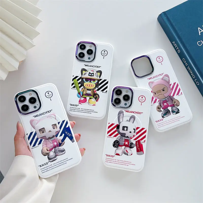 

Melancholy skipping rabbit luxur Magnetic Phone Case For Iphone 11 12 13 Pro Max X Xs Xr Soft Silicone Cover