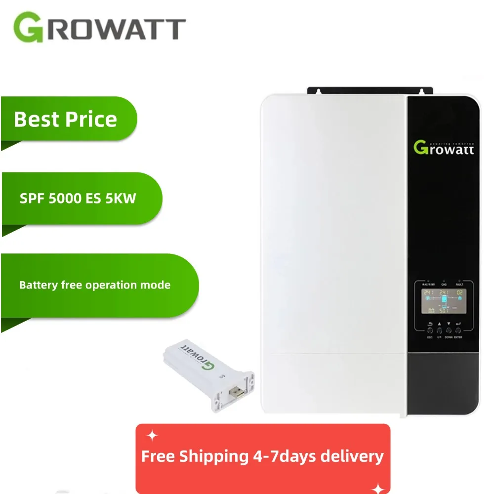 

Growatt SPF 5000ES 5000W 3500W 48vdc 5000VA 5KW Wifi Monitoring Off Grid Solar Inverter