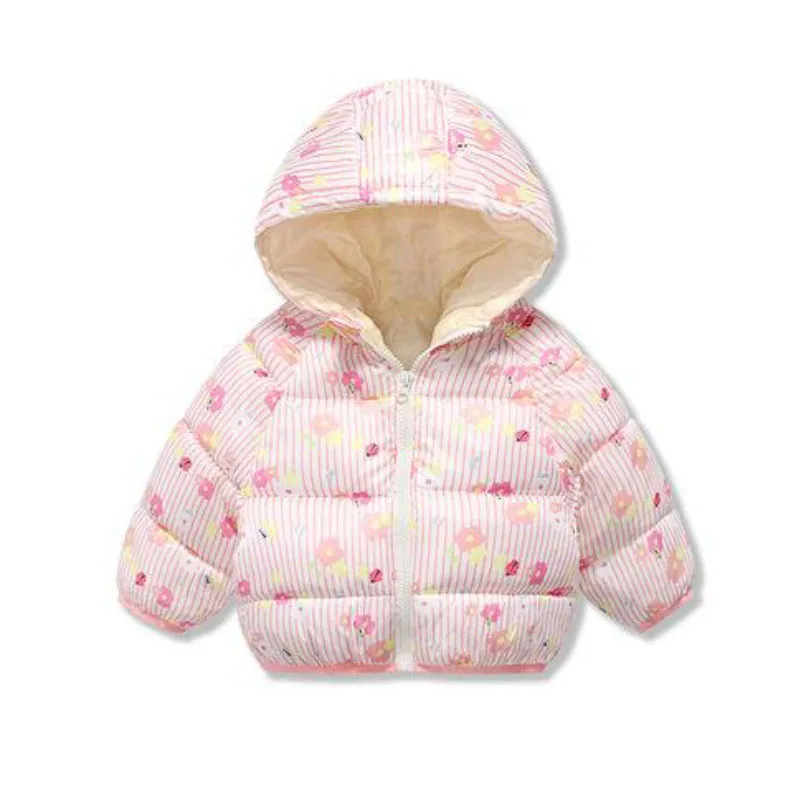 

Зимняя универсальная куртка для мальчиков и девочек, милая теплая куртка с капюшоном и мультяшным принтом, модная детская одежда