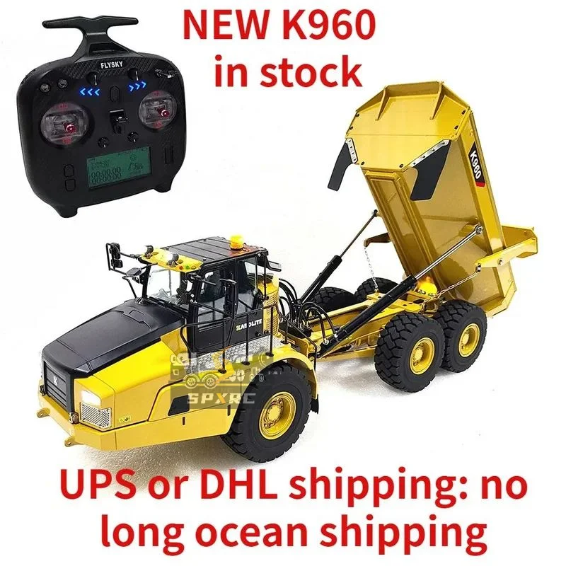 

RC 1/18 Articulated Dump Hydraulic Truck 6X6 with Lights K960 Mining Vehicle Engineering RC Truck Model KABOLITE