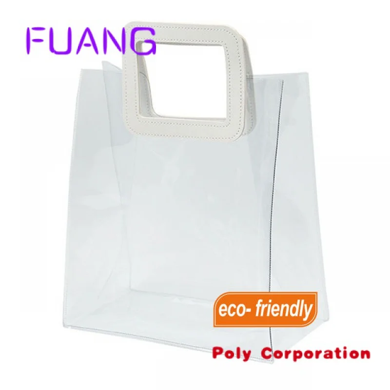 Extra Thick Reusable White Clear Packing Bags Pvc Bag With Handle For Clothes  Retail Gift Cosmetic Gift Goodie