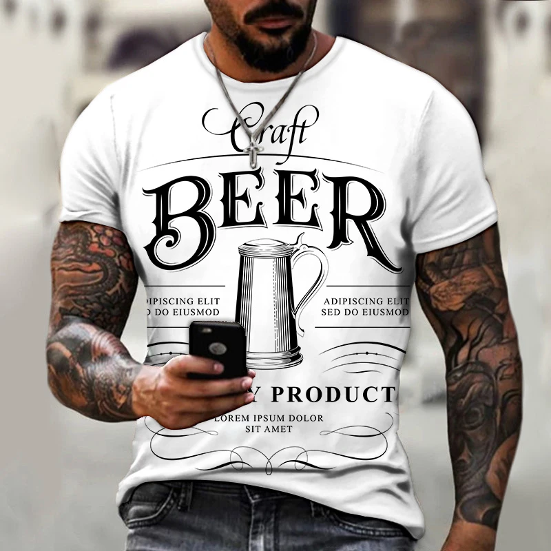 

Men's T-shirts Cool Beer Festival Pattern Summer Comfortable Mens Clothing Fashion Quick Dry Oversized Beach Harajuku Casual Man