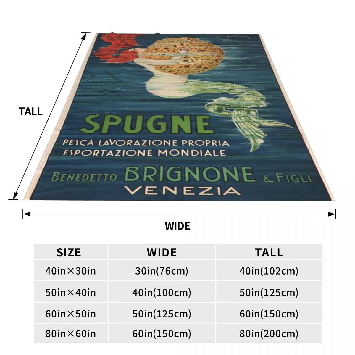 Винтажное рекламное одеяло из губчатой ткани Венеция покрывало на кровать