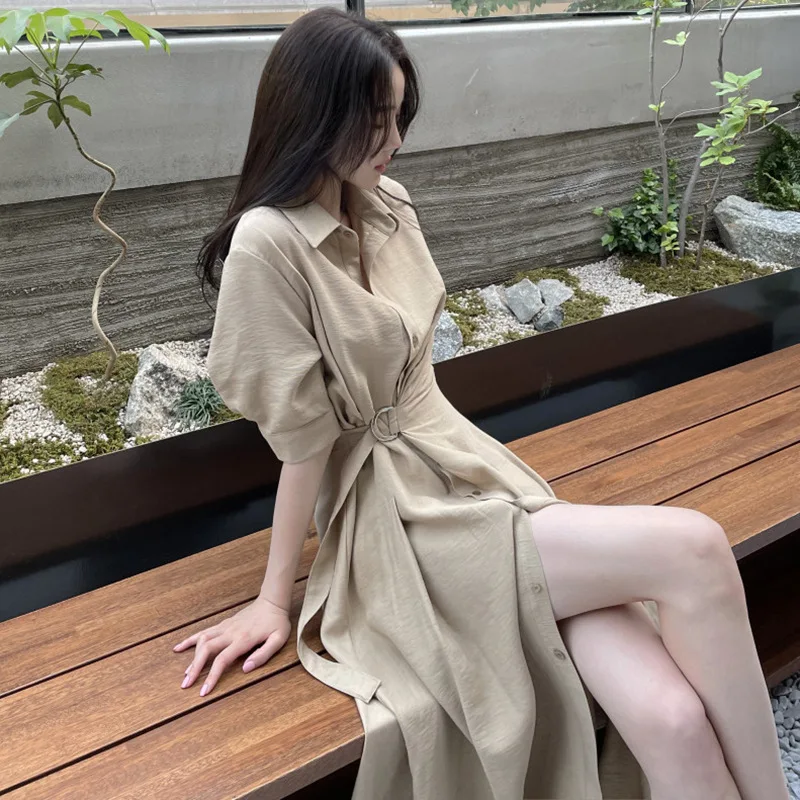 

French Gentle First Love Shirt Dress Women's Summer Temperament Goddess Style Design Niche High Sense Lightly Mature Long Dress