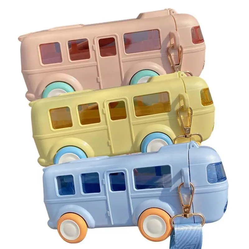 

Cute Bus Shaped Water Bottle With Straw Cute Water Bottles For Girls Boys Outdoor Portable Drinking Water Cups For Kids Gifts