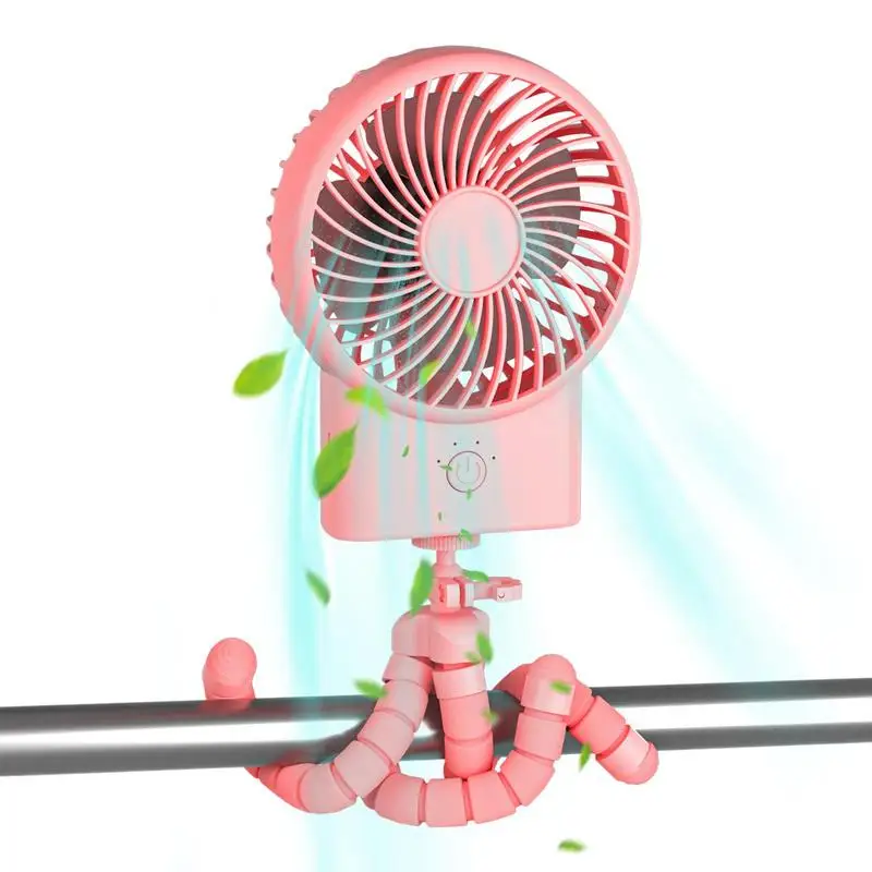 

Oscillating Stroller Fan Mini Hand Held Fans Octopus Mini Clip Fan Deformation Bracket USB Charging Portable Fan For Car