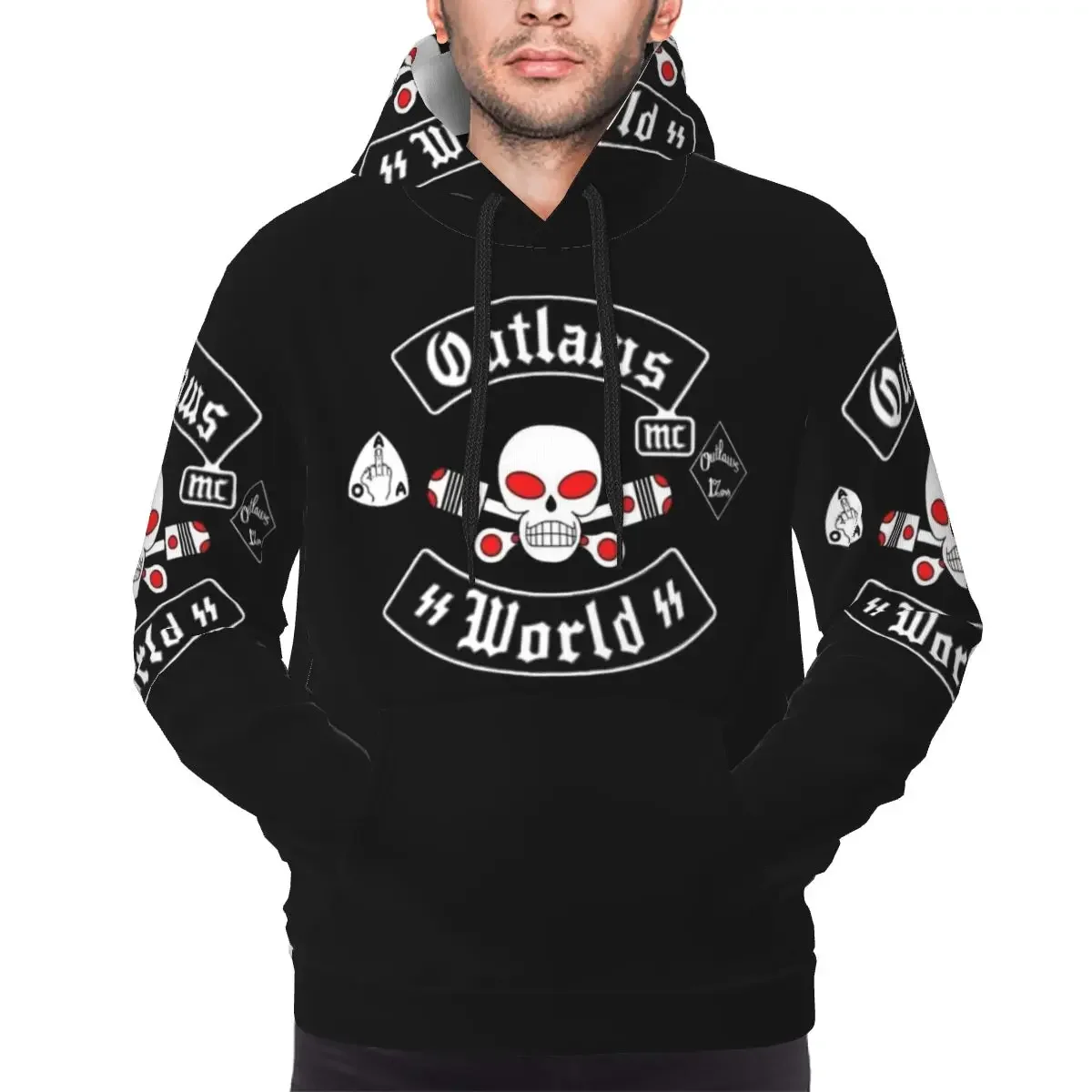 Фото Толстовка Outlaws Mc Support в стиле Харадзюку, пуловер, осенне-зимние мужские и женские толстовки, топы с длинными рукавами №1
