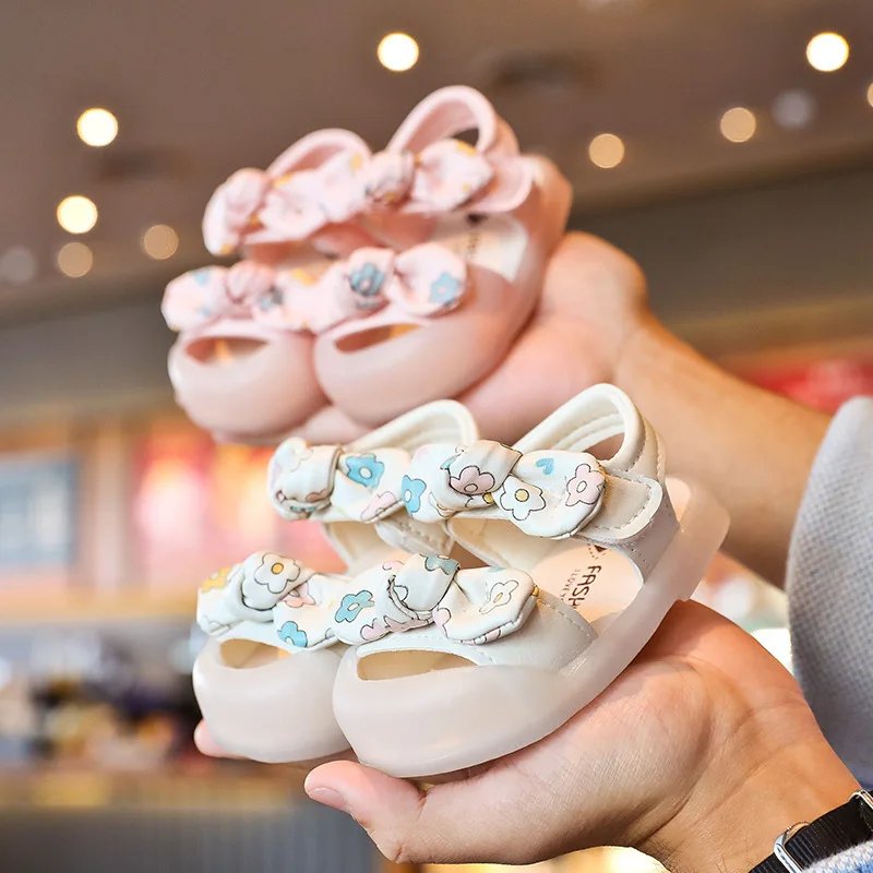 

Босоножки для маленьких девочек с бантиком, обувь для маленьких принцесс с мягкой подошвой, Детская летняя обувь для малышей