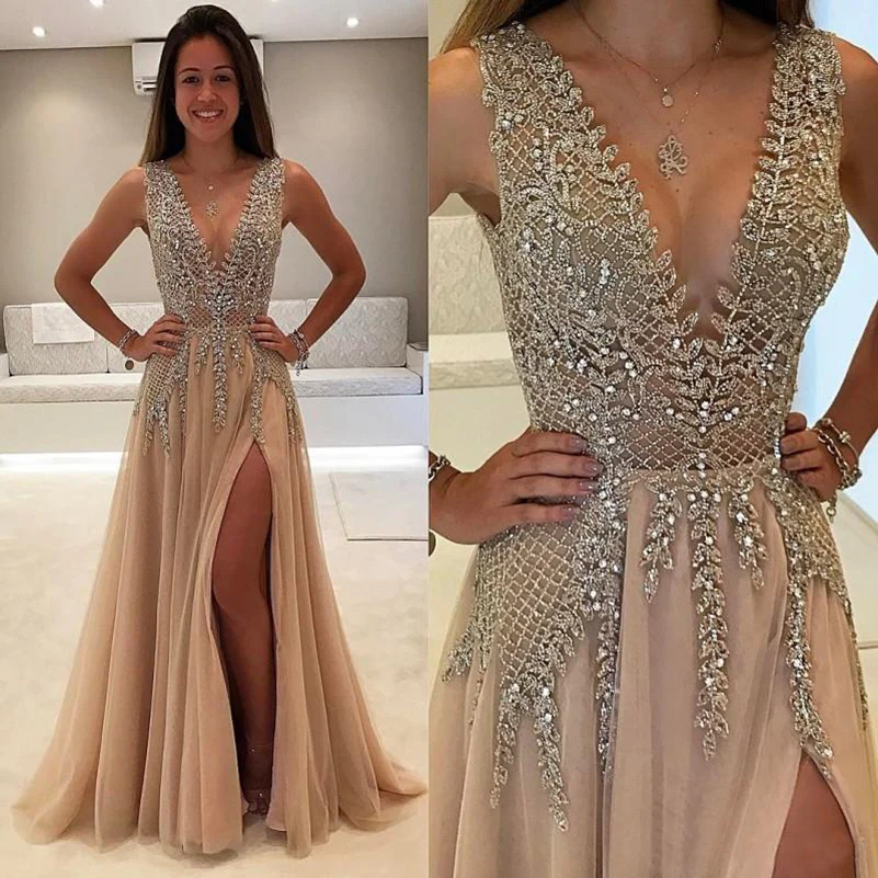 

Elegant Chiffon Illusion Back Evening Dresses With Lace Applique Beads Ruched V Neck Groom Formal Mother Of The Bride Prom Gown