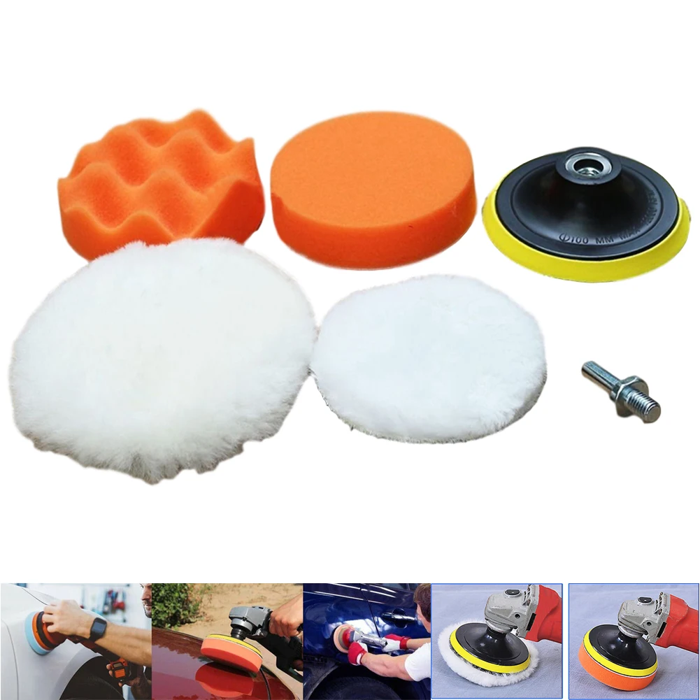 

6pc Car Polishing Waxing Sponge Wheel Polishing Disc Kit Set Backing Plate Shank Adapter For Car Polisher Polishing Buffing Auto