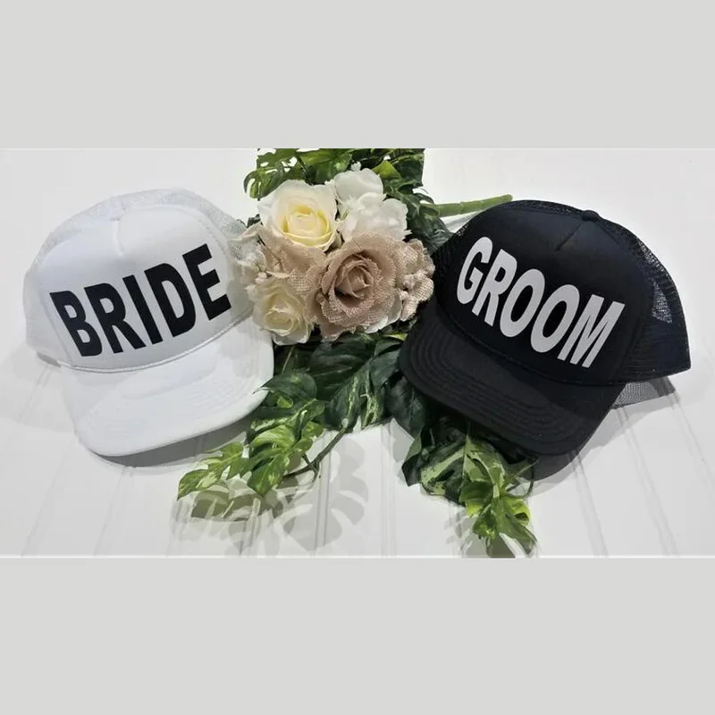 

Bride Groom hat wedding Engagement Newlywed couple Bachelor Bachelorette party bridal shower beach Honeymoon Just Married Gift
