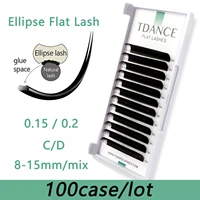 tdance 100traylot flat ellipse eyelash extensions split tips ellipse shaped natural light false ellipse eyelashes