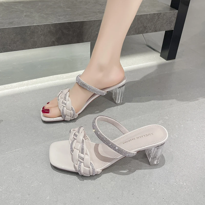 

Туфли-лодочки женские на высоком каблуке, пикантные босоножки под платье, квадратный носок, для свадьбы, вечеринки, офиса, большой размер, 2022