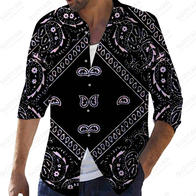 

Collar Features British Fashionable Printed Standard-fit Summer Urban Style Button Shirt Men Solid Elements Men's Closet Wild