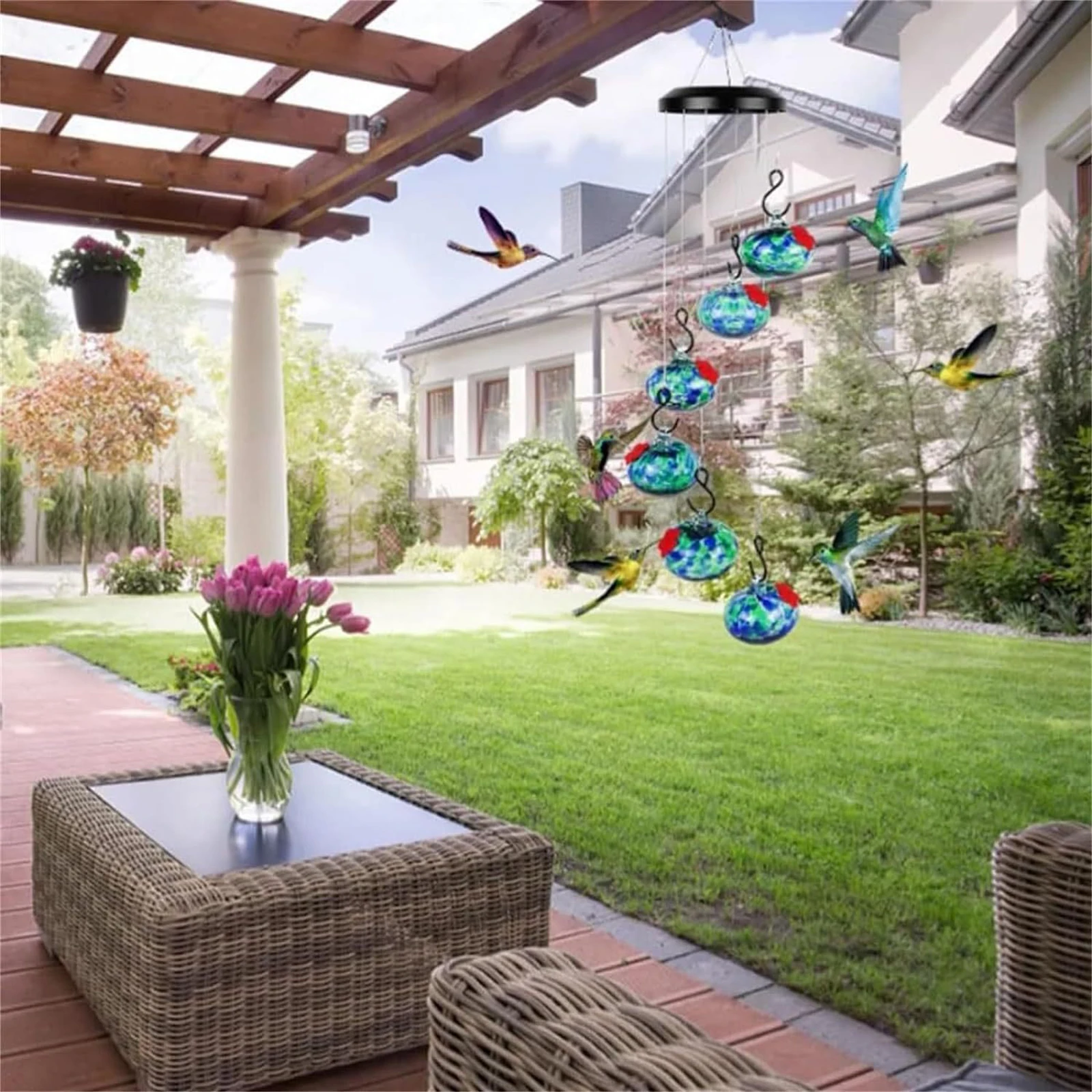 ZK20 Очаровательная кормушка для птиц с колокольчиком ветра уличная подвесная