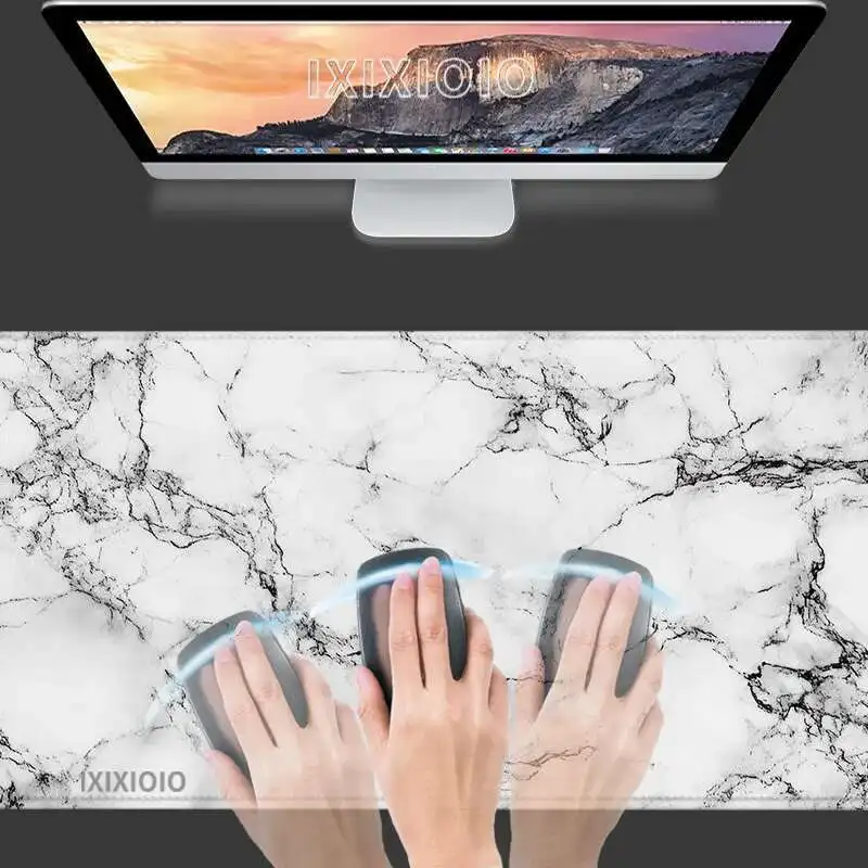 Коврик для мыши Gamer White Grey Marble printon demand HD Новый коврик XXL клавиатуры Офисный