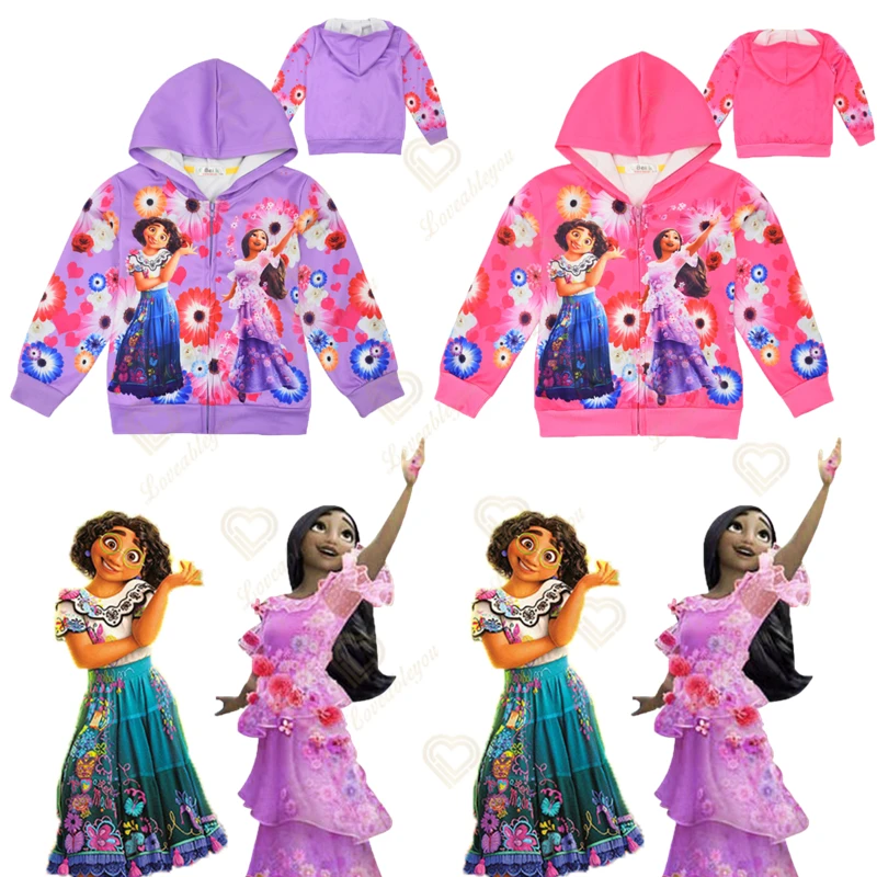 

Disney Hoodies Kawaii Zipper Hoodies Sweet Sweatshirts 4-14 Years Old Kids Baby Girls Pink Purple Coat Clothing Zip Up Jackets