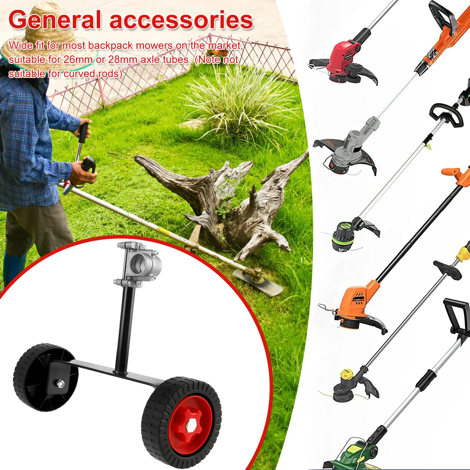 Rasenmäher Unterstützung Rad Einstellbare Unkraut Trimmer Hilfs Räder Garten Rasenmäher Cutter Ersatz Power Werkzeug Zubehör – Detail 1