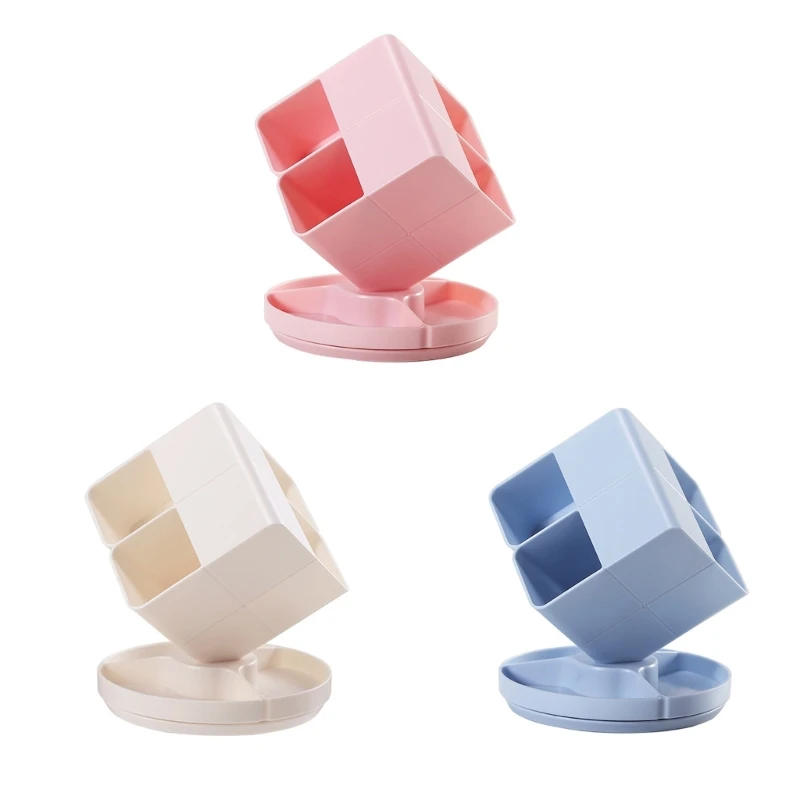 

Вращающийся на 360 градусов Органайзер для косметики, вместительный отсек, держатель для ручек для спальни, общежития, косметическая организация