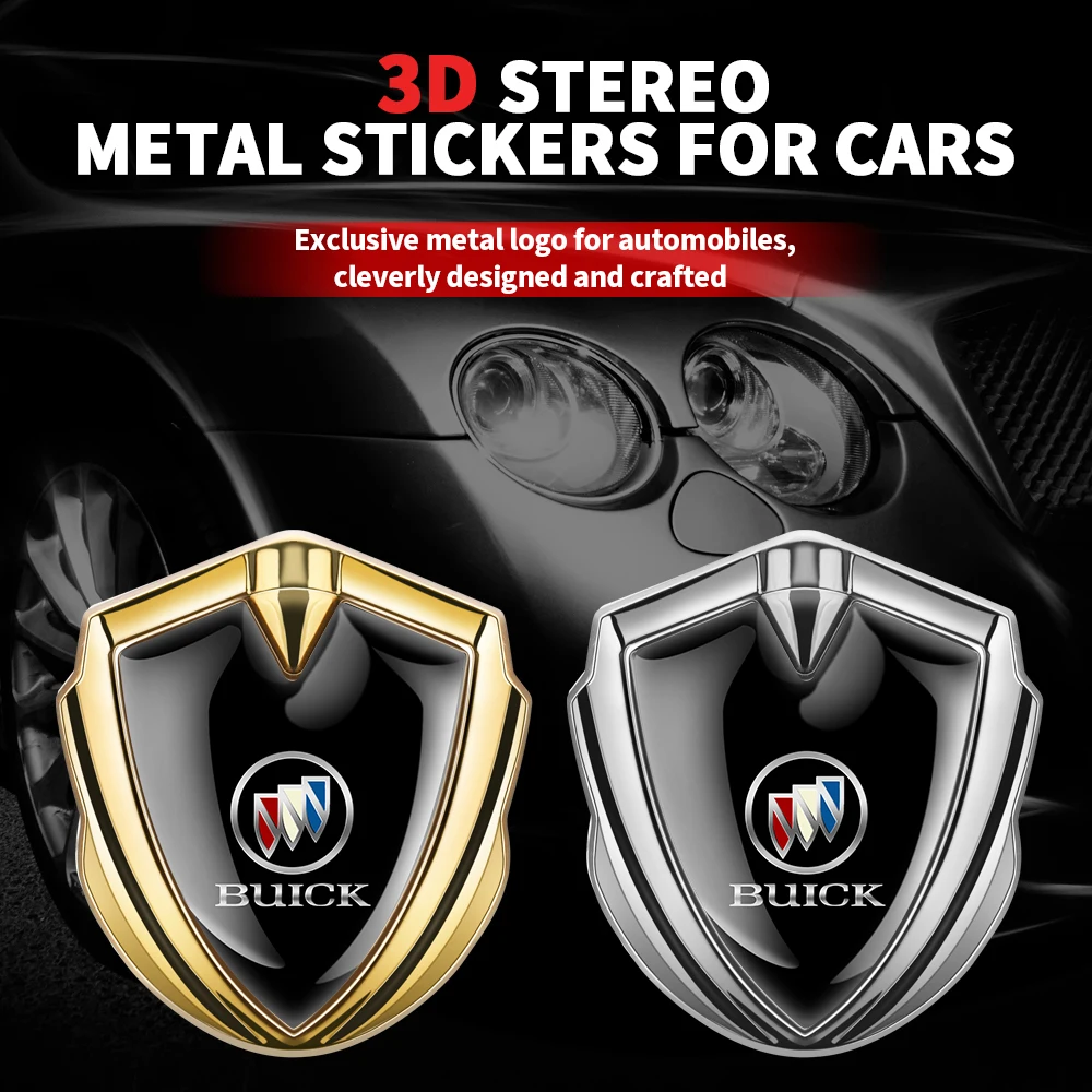 

1pcs 3D Metal Shield Car Styling Side Window Sticker Decals Auto Decoration For Buick regal insignia lacrosse riviera Encore etc
