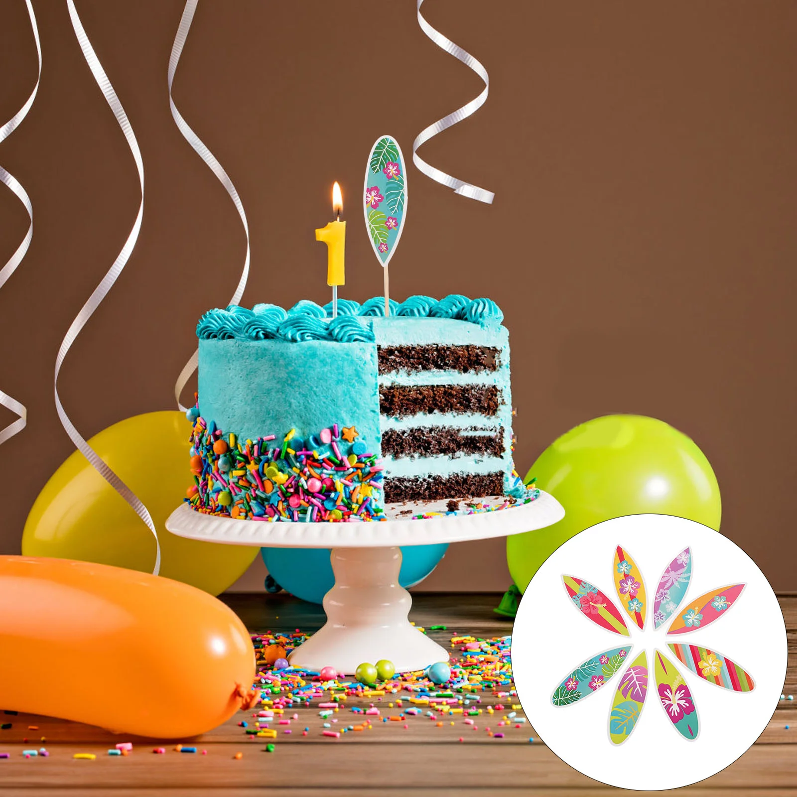 16 шт. вставки для торта пляжные топперы кексов летние доски серфинга на день