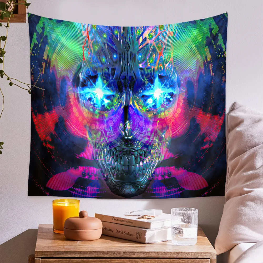 

Skull Tapestries psychedelic Tapestry Wall hanging Hippie Hippy Dorm Decor Hippie Bohemian College Dorm Tapestry Wall Hanging