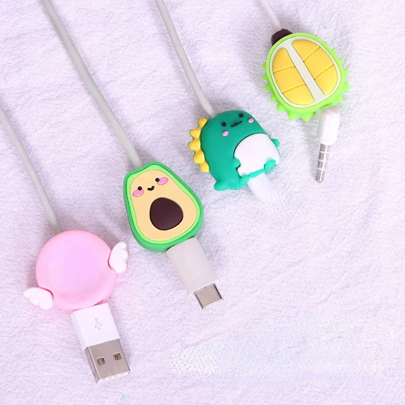 

Dinosaur Avocado Fruit Charger Cable Winder Cartoon Data Line Cord Cable Protector for Iphone Cable