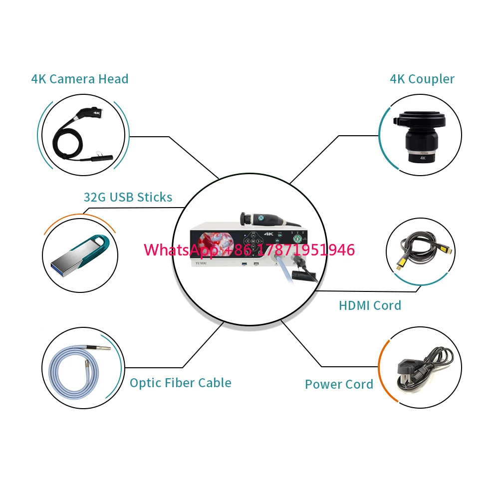 Медицинская эндоскопическая камера 4K с источником холодного света для