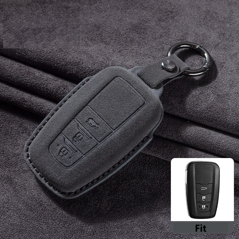 

Замша для Toyota Prius Camry Corolla C-HR CHR RAV4 Prado 2018-2025, 3-кнопочный пульт дистанционного управления, чехол для смарт-ключателя автомобиля, сумка-брелок