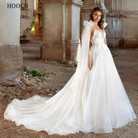 herburnl wedding dress for women 2022 princess deep v neck bridal sequined appliques cathedral detachable shoulder strap