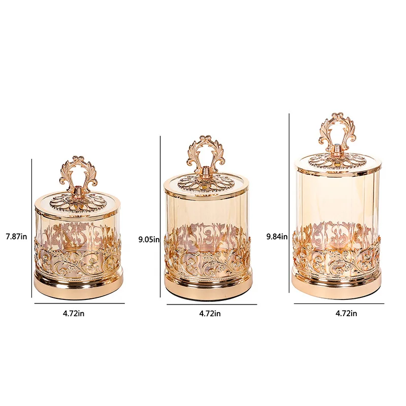 Золотая банка для конфет европейская стеклянная ваза позолоченная ажурная