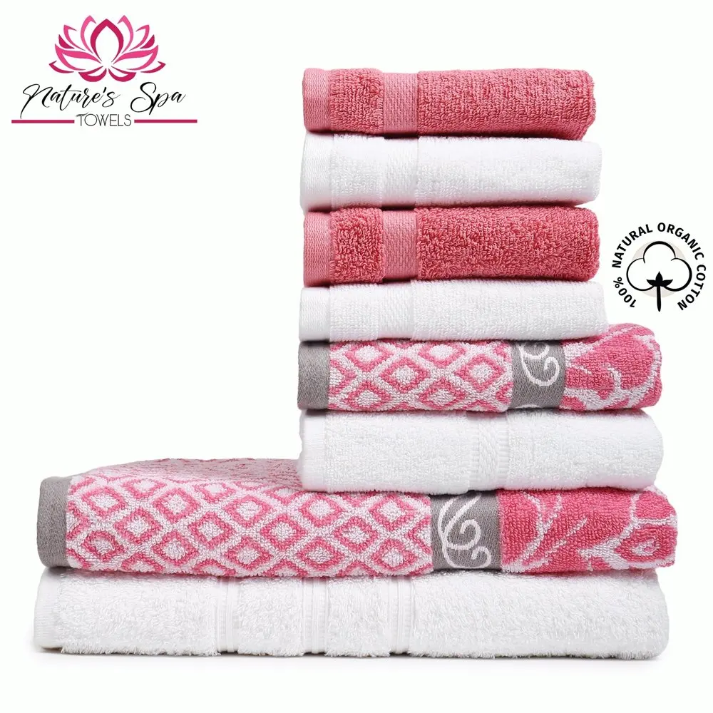 

Полотенца-Премиум 100% хлопок набор из 8 банных полотенец розовый