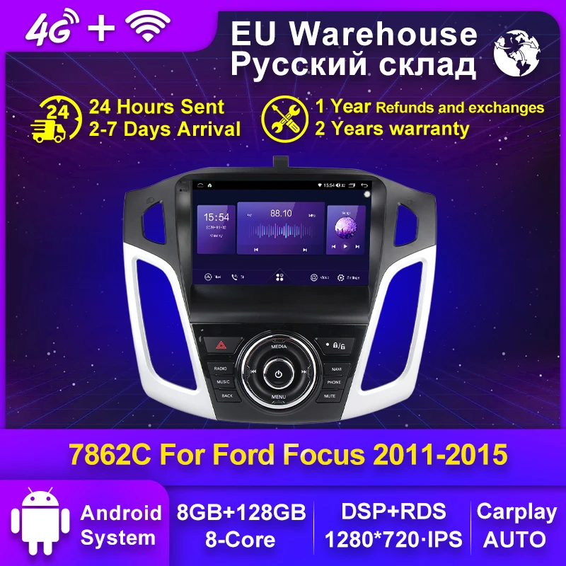 

Mekede 9‘’ 8GB+128GB navigation GPS Car Multimedia Radio for Ford Focus 3 Mk 3 2011 2012 2013-2015 carplay Auto DSP 4G LTE IPS