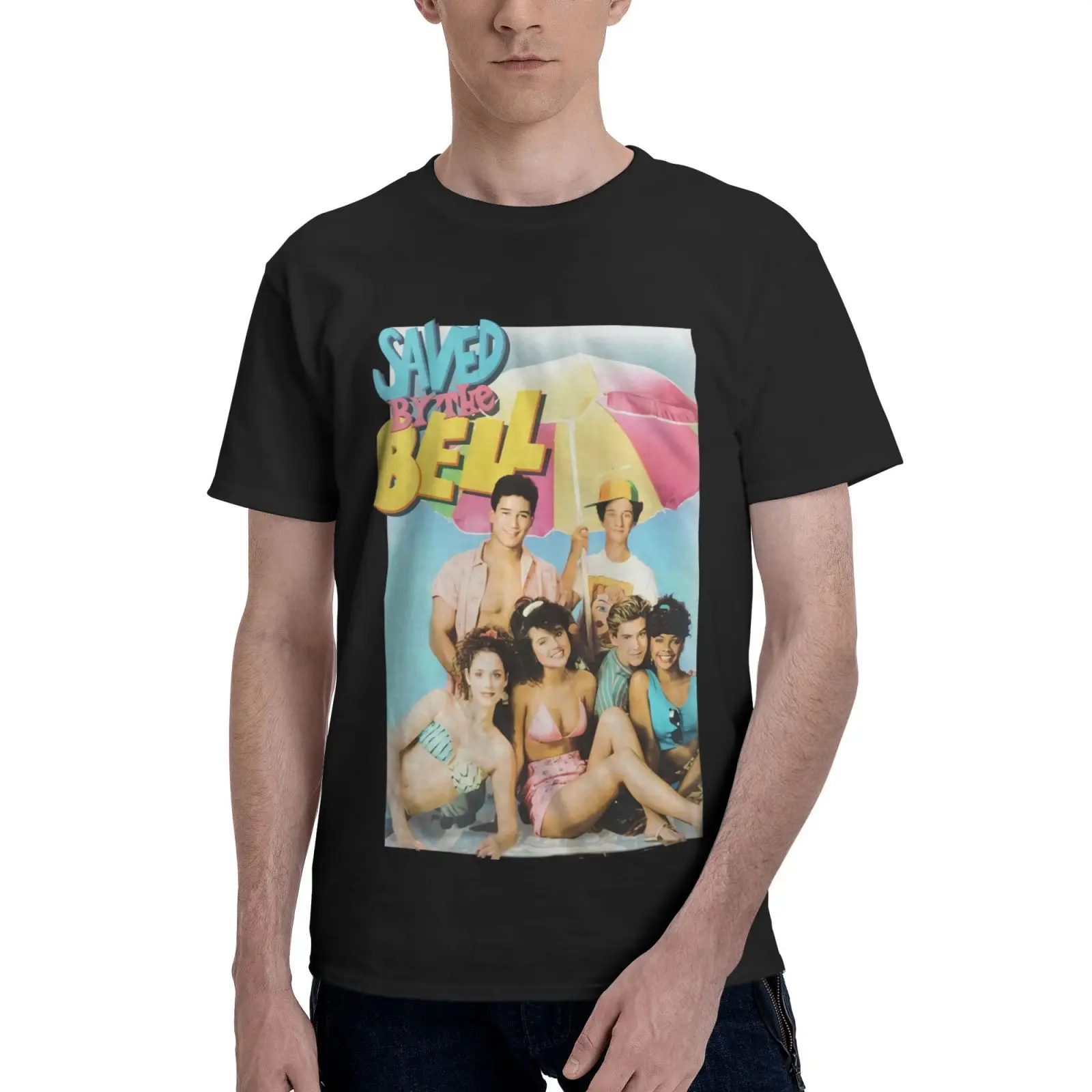 

Мужская винтажная футболка с надписью «Save By The Bell Delage Plageamerican»