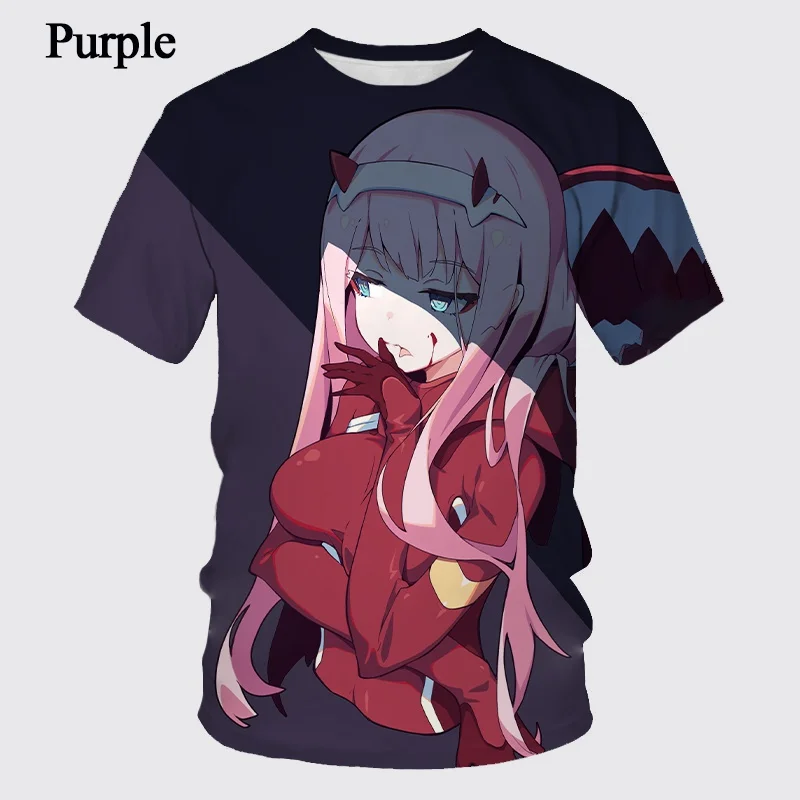

Anime Design Sexy Anime Darling In The FranXX Zero Two 3D Printed Men's Comic T-shirt Funny Casual Round Neck Mens T Shirts