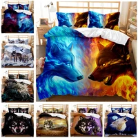wolf comforter cover queenking sizeice and fire wolf printed quilt coverwild snow wolf theme duvet cover for kids teens boys
