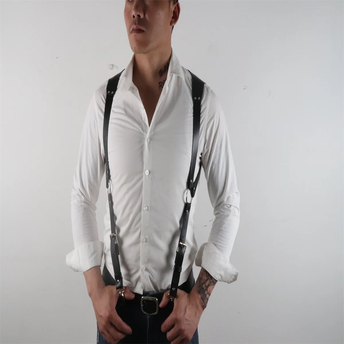 Модный мужской ремень на цепочке плечо портупея аксессуары для белой рубашки