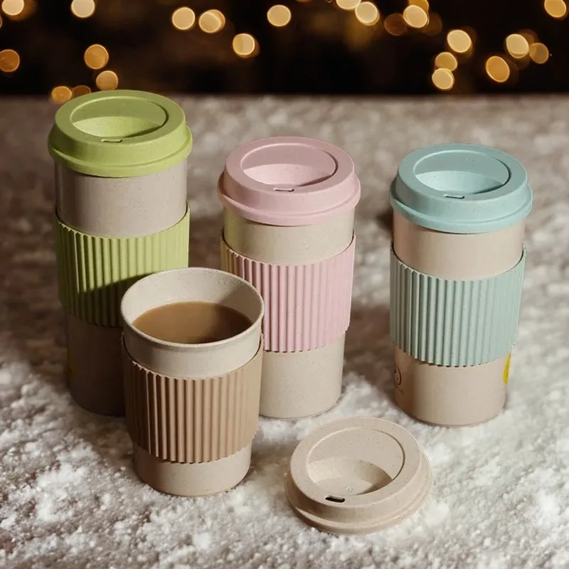 350/450/550 мл кофейная чашка из пшеничной соломы портативная термостойкая для воды с