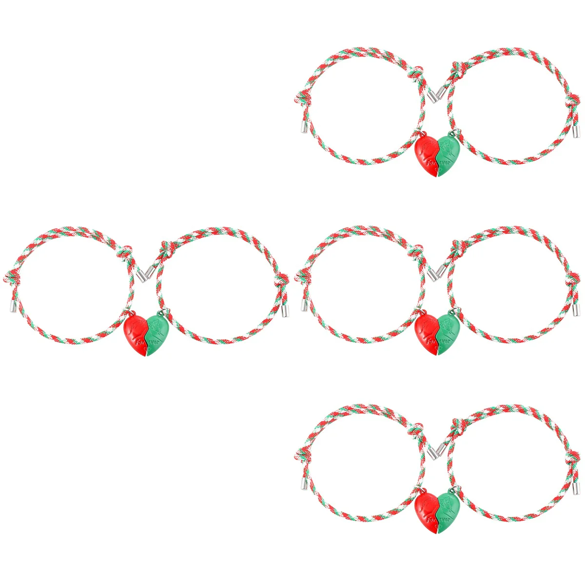 

4 Pairs Braided Bracelets Hand Ropes Love Heart Friendship Braided Bracelets