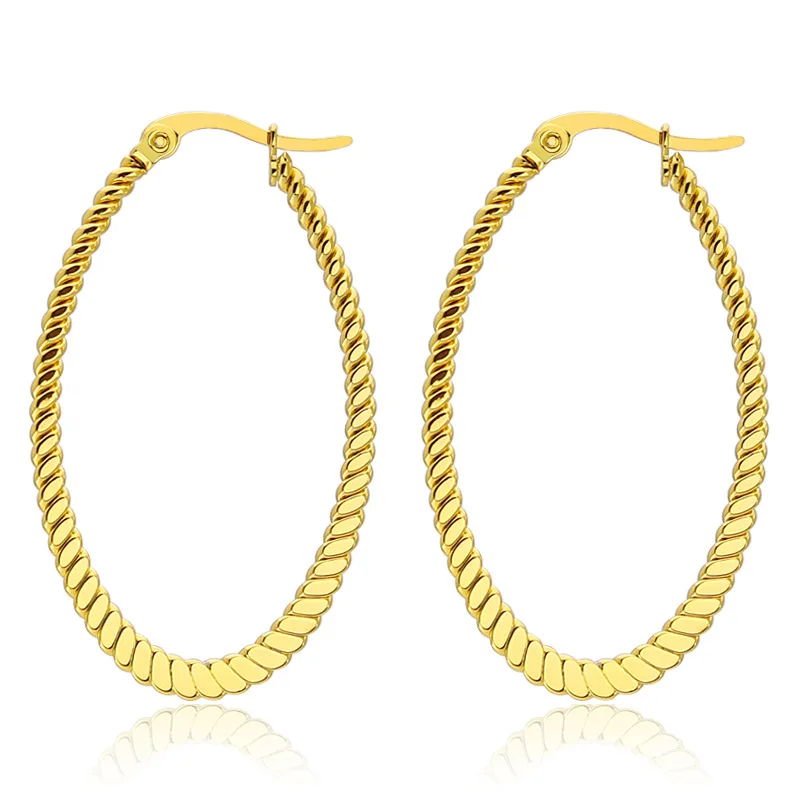 

Creative Fashion Flower Earrings Titanium Exaggerated Large Earrings Stainless Steel Round Twisted Wire Twist Ear Buckle Women