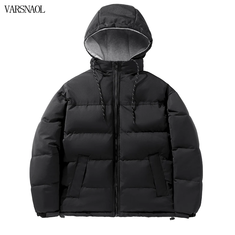 Varsanol Winter Hooded Jacket Men Parkas Coat Casual Thick Parker Style Mixed Color Cotton-padded Jacket Men's Clothes Oversized