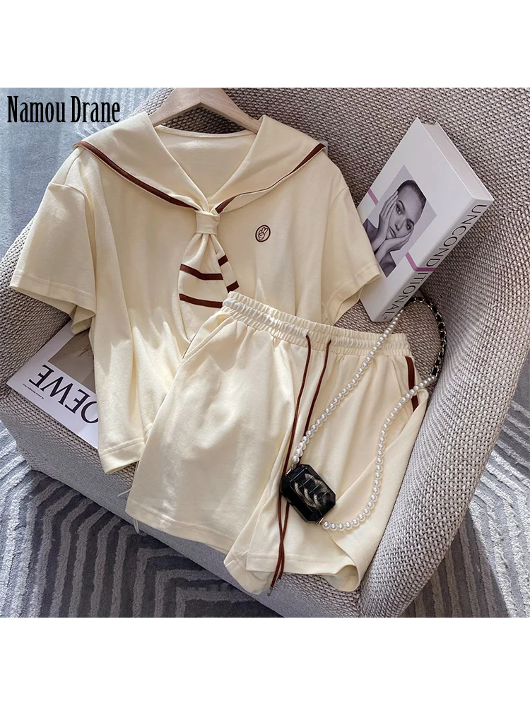 

Casual Fashion Suit Women's Summer 2023 New Foreign Style Age-reducing Niche Design College Style Shorts Two-piece Set